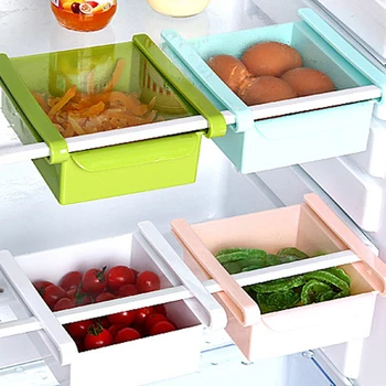 

Kitchen Fridge Freezer Slide Drawer Type Space Saver Food Fruit Egg Storage Organizer Rack Shelf Holder Plastic Storage Drawers