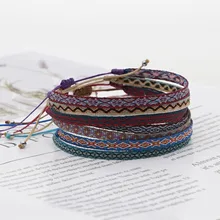 Pulseiras de corda étnica tecer artesanal bohemia multi-colorido thread braceletes para mulher