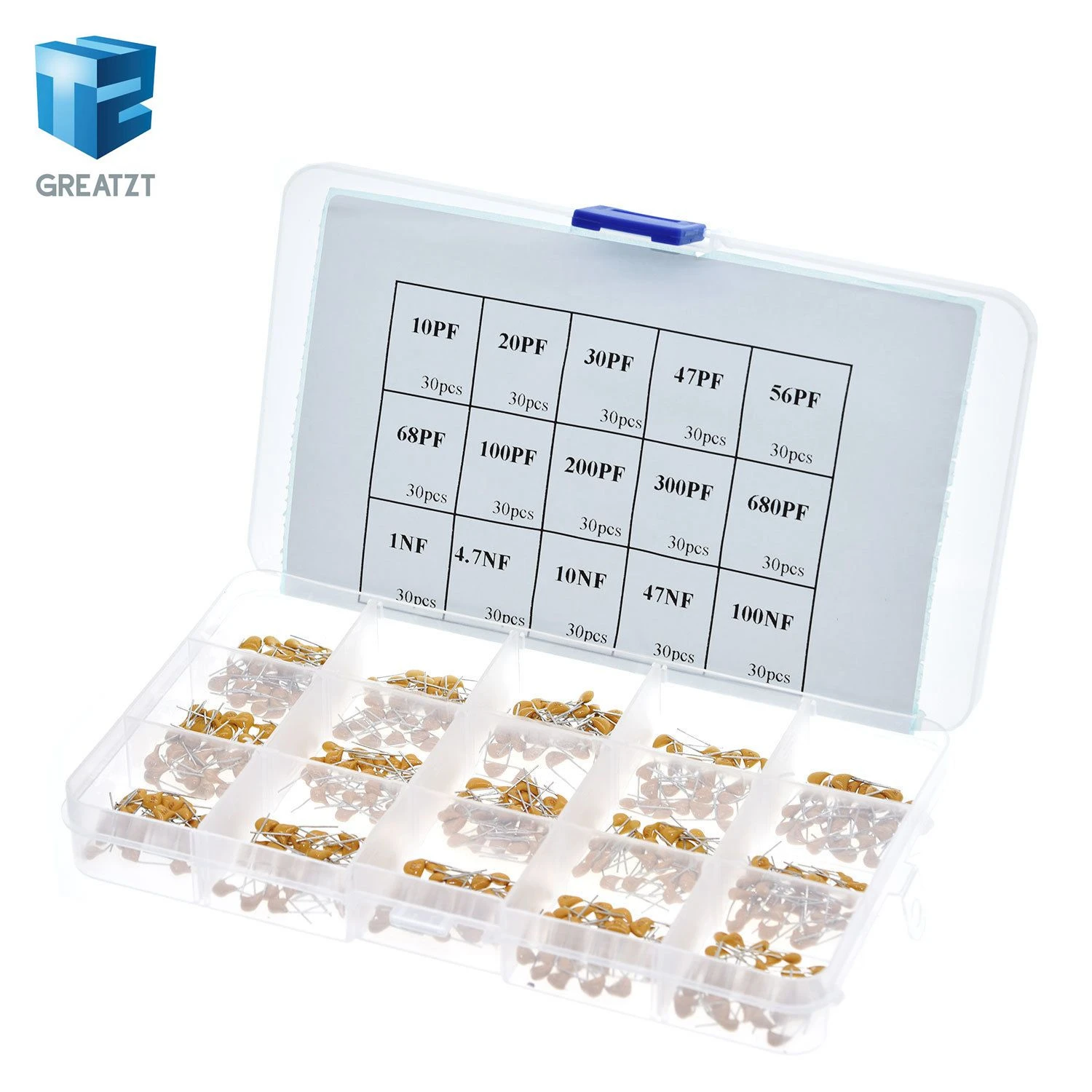 

450pcs 15 Value Ceramic Capacitor Set 50v Multi-layer Assortment Box 10pf To 100nf Electronic Components Capacitor Kit 024