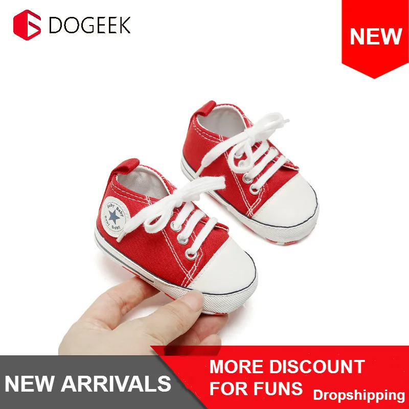 

DOGEEK 0-18 Months Toddler Infant Baby Boy All Seasons Canvas Anti Slip Newborn Baby Boy Casual Crib Shoes For Baby Boy Girls