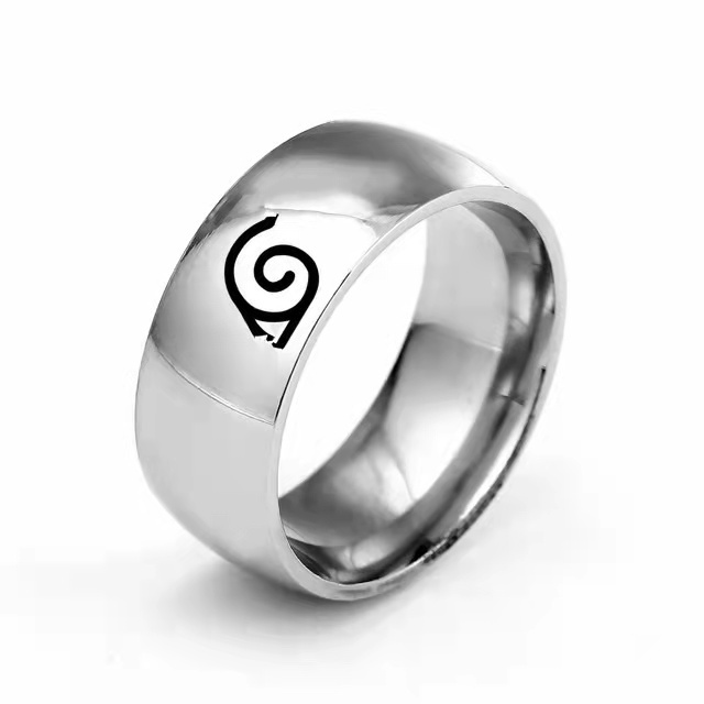 17 Models New Leaf Ring Konoha Uzumaki Symbal Logo Sign Sasuke Itachi Ninja Fashion Stainless Steel Anime Jewelry Cosplay