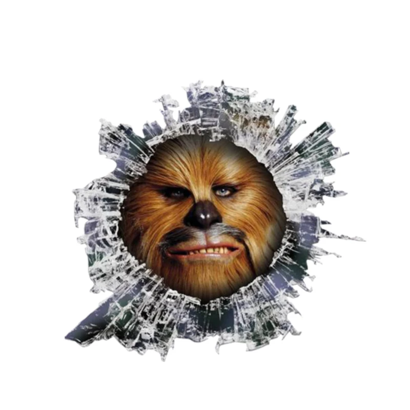 

Creative Car Sticker Decal 3D Chewbacca Glass Slag Animal Motorcycle Waterproof Car Window Accessories PVC 13cm X 12cm