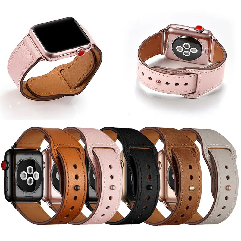 Genuine Leather Replacement Band Strap For Apple Watch Series 4 3 2 1 38mm 40mm 42mm 44mm Soft Leather Watch Band for iwatch