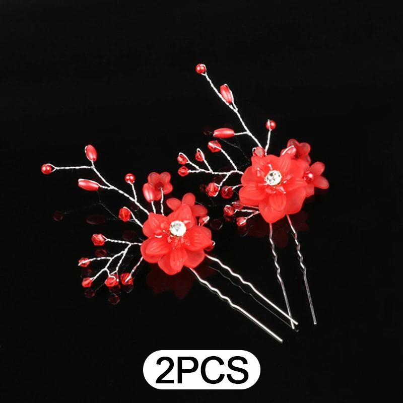 Hair Accessory Pearl Hairpins Hair Clip Jewelry Accessories 2Pcs Hair Pins Hair Accessories For Women Wedding Accessories Clips Jewelry Pearl Crystal Flower Clip Pins Headpiece