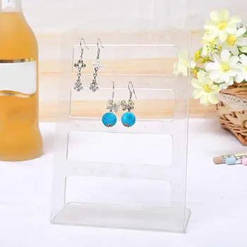 

Storage Earring Stand Acrylic 24/48 Hole Packaging Cards Hooks Necklace Holder Showcase Rectangular Jewelry Display Desktop Home