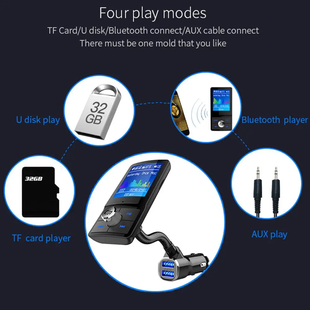 Горячая Распродажа Bluetooth fm-передатчик для автомобиля беспроводной радио адаптер 2 USB зарядное устройство mp3-плеер