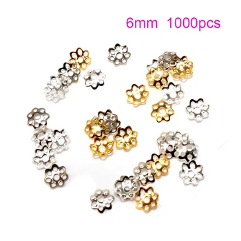 

6mm 1000pcs Metal Vintage Silver Plated Bead Caps Spacer Beads Caps Charms For Jewelry Making Flower petal End cap