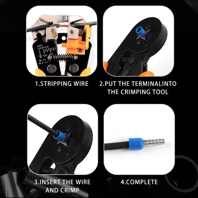 Boxed VE Series Insulated Terminal Block Cord End Crimping Sleeve Terminal Cable Wire Connector Electrical Tube Terminals Suit
