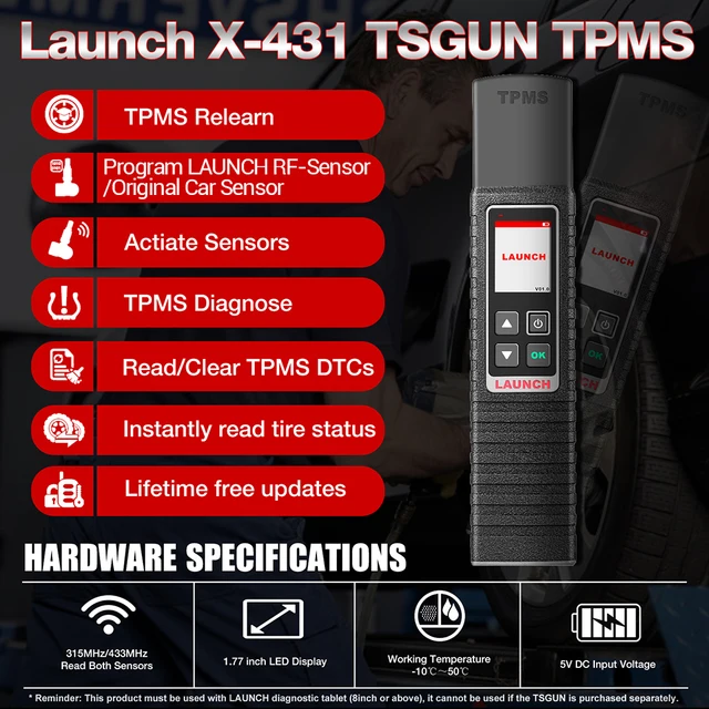 LAUNCH X431 TSGUN TPMS Car Tire Pressure Diagnostic Tools Automotive TPMS Sensor Activator Programming Learning for X431 V/PRO3 2