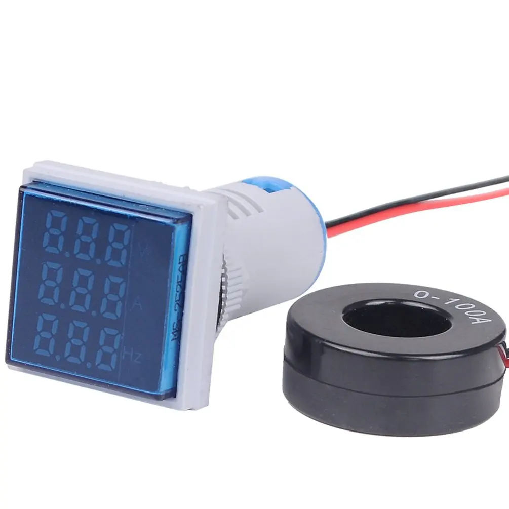 ST17VAH 22 мм квадратный светодиодный индикатор, цифровой измеритель напряжения, частоты тока, сигнальные огни, комбинированный измеритель, тестер - Цвет: Blue