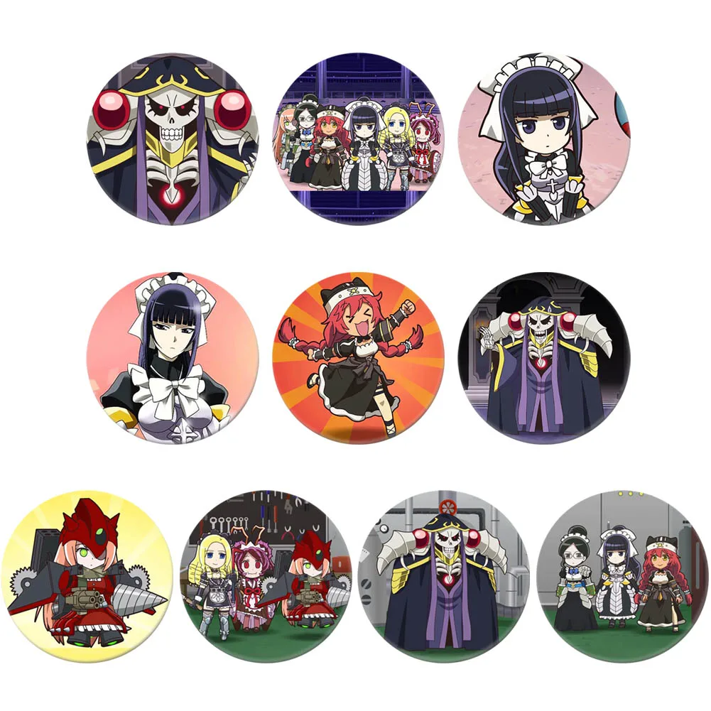 OverLord  Anime Character Cartoon Round Tinplate Collect Backpacks Bags Button Badge Brooch Pin