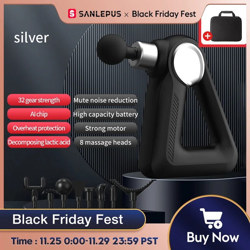 SANLEPUS LCD Electric Massage Gun 32 Levels Percussion Massager Fitness Deep Tissue Muscle Neck Body Back Relaxation Pain Relief | Красота и
