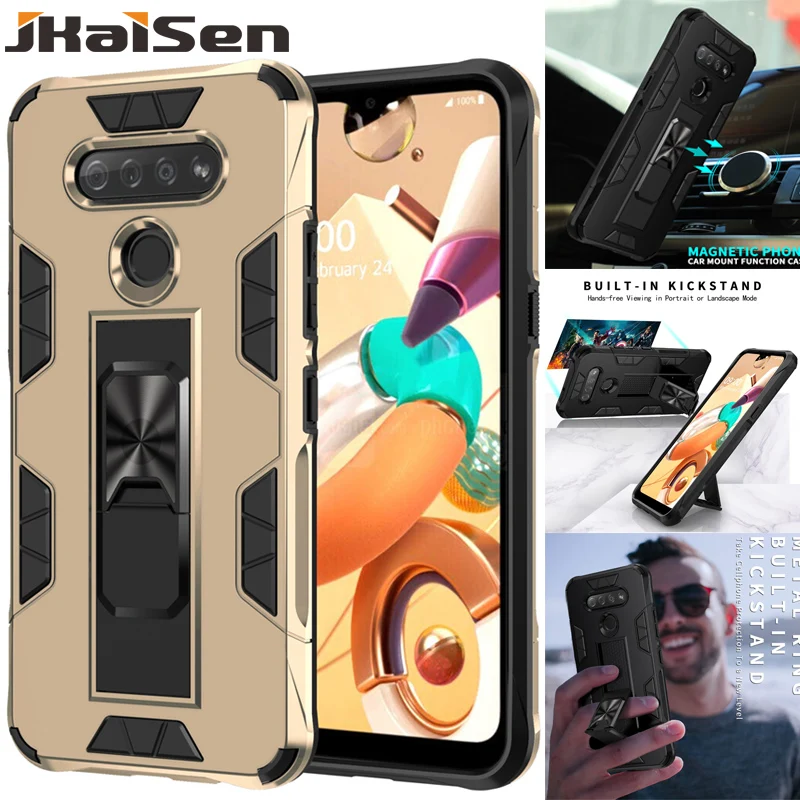 

JKaiSen Shockproof Case For LG K40 K50 K51 K31 Strong Anti-Fall Bracket Protective Cover Phone Case Car Holder Back Case Caso