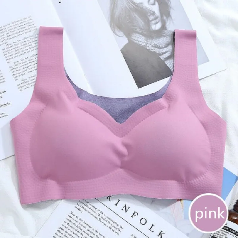 pink Бесшовный цельный бюстгальтер женское дышащее белье беспроводные удобные Бюстгальтеры Женские Модные модальные массажные бюстгальтеры пуш-ап - Цвет: pink