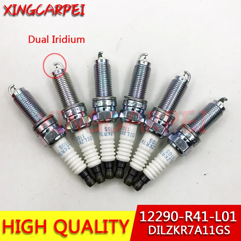 2 Иридиевые свечи зажигания для Honda Accord Civic HR-V 12290-R41-L01 DILZKR7A11GS 12290R41L01 6 шт. |