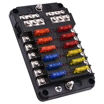 

HOT SALE 12 Way Block Holder LED Indicator Auto Marine 12V 32V Waterproof Blade Fuse Box Motorcycle Car Professional Parts