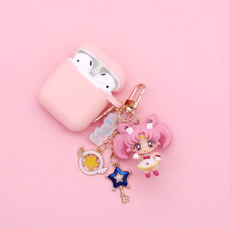 Силиконовый чехол с милым Сейлор брелок луна на для Apple AirPods 12pro зарядная коробка