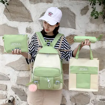 

4pcs/set Women Fashion Nylon Backpack Female Casual Waterproof Shoulder Bags For Teenage Girl School Bag Bagpack Rucksack New