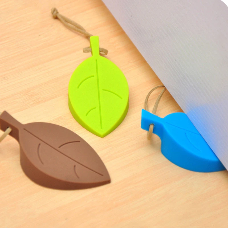 

4 Colors Anti-pinch Door Stop Stoppers Safety Baby Silicone Door Stop Security Card Home Decor Hanging Door Stopper Leaf Style