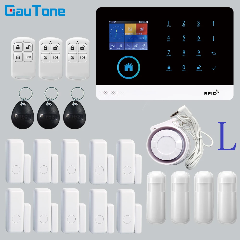 GT APP Remote Control Alarm Panel Switchable 9 Languages Wireless Home Security WIFI GSM GPRS Alarm System  RFID Card Arm Disarm sound alarm device Alarms & Sensors