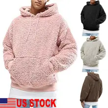 Мужской зимний теплый свитер с мехом, толстовка с капюшоном, верхняя одежда оверсайз