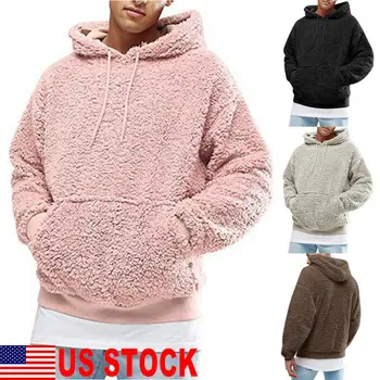 

Men Winter Warm Faux Fur Sweatshirt Hoodie Hooded Top Coat Oversized Outwear