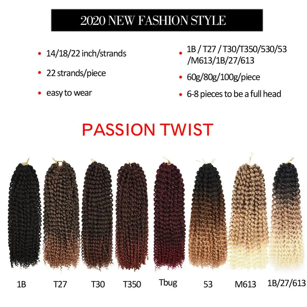 TOMO Passion Twist Crochet Hair Synthetic Curly Braiding Hair Extensions for Women 14 18 22Inch 22Strands Spring Twist Braids 2