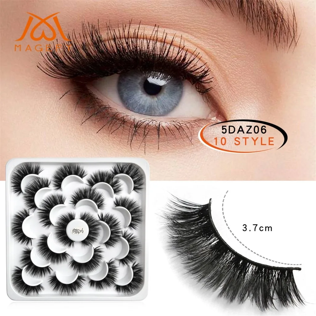 10 Pairs Luxury False Lashes Fluffy Eyelashes Natural 5D Mink And Dense Y805 | Красота и здоровье