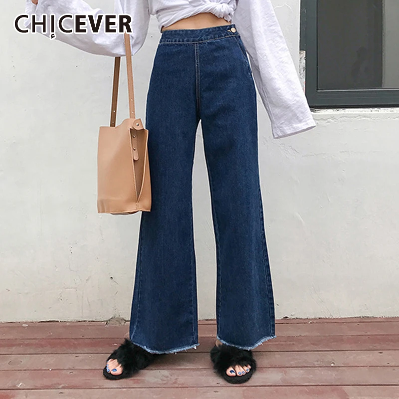 CHICEVER корейские повседневные джинсы для женщин с высокой талией карманами