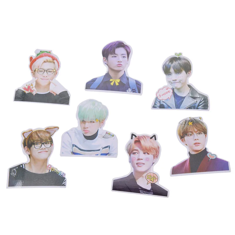 7 pcs set kpop bangtan boys jk jimin suga v jin j hope rm big head stickers hand account for laptop skateboard luggage decals aliexpress education office supplies