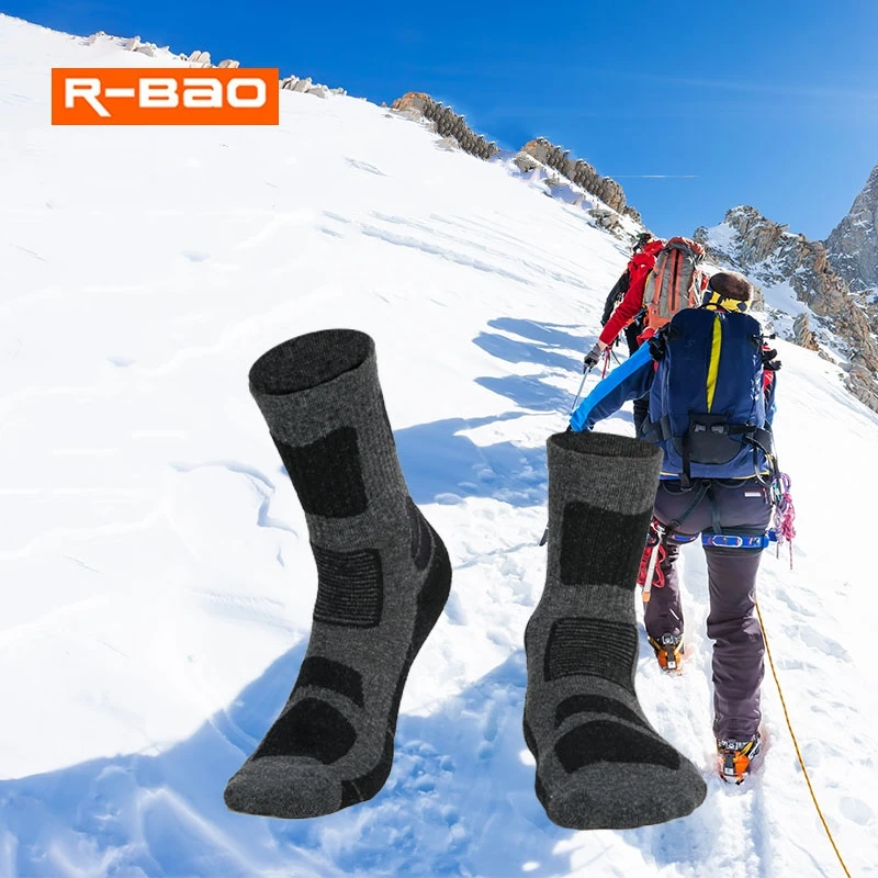 3 Pairs/lot Winter Thicken Merino Wool Socks mens Ski Hiking Thermal Socks Outdoor Warm Sports Men Thermosocks