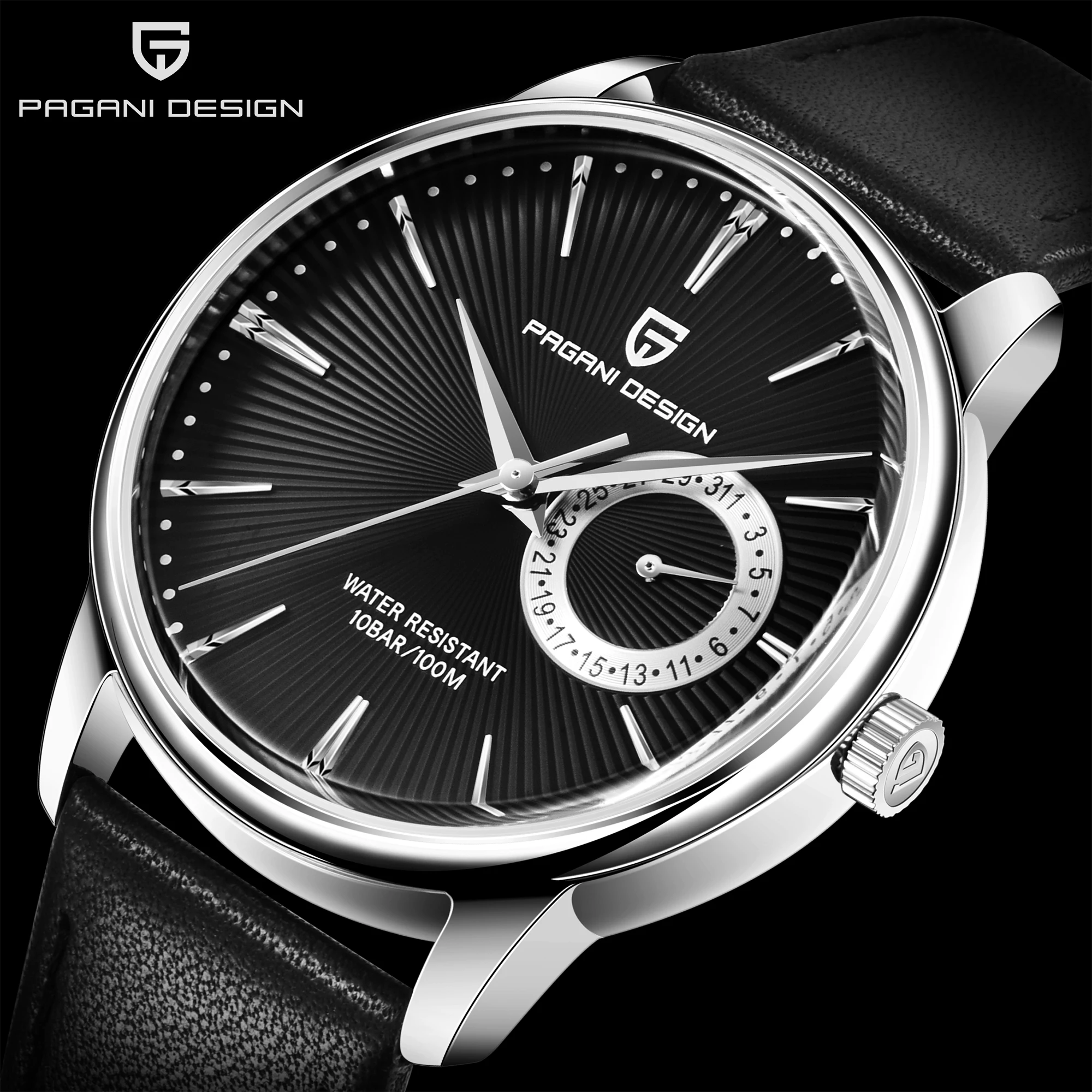 40MM Black Dial 100M Waterproof Top Brand Casual Men Watch Luxury Leather Japan VH65 Quartz watch Business Sapphire Round Clock | Наручные