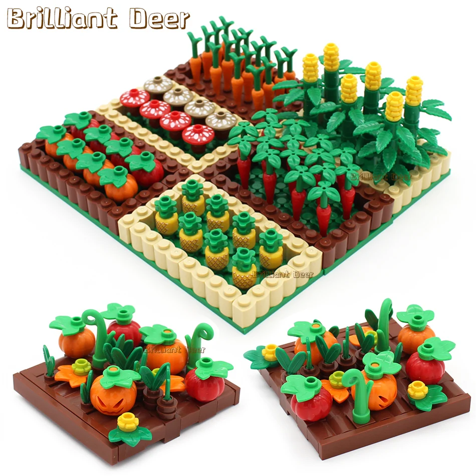 

Halloween Pumpkin Carrot Corn Mushroom Pineapple Vegetable Fruit MOC Farm Building Blocks Model DIY Parts Bricks Kids Toys Gift