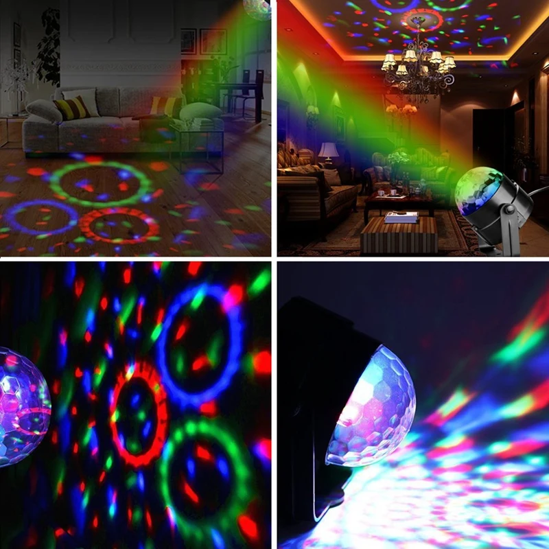 Sound Activated RBG Disco Dj Ball Stage Par Light Strobe Lamp 7 Modes Lighting for Home Dance Birthday Karaoke Xmas Wedding with