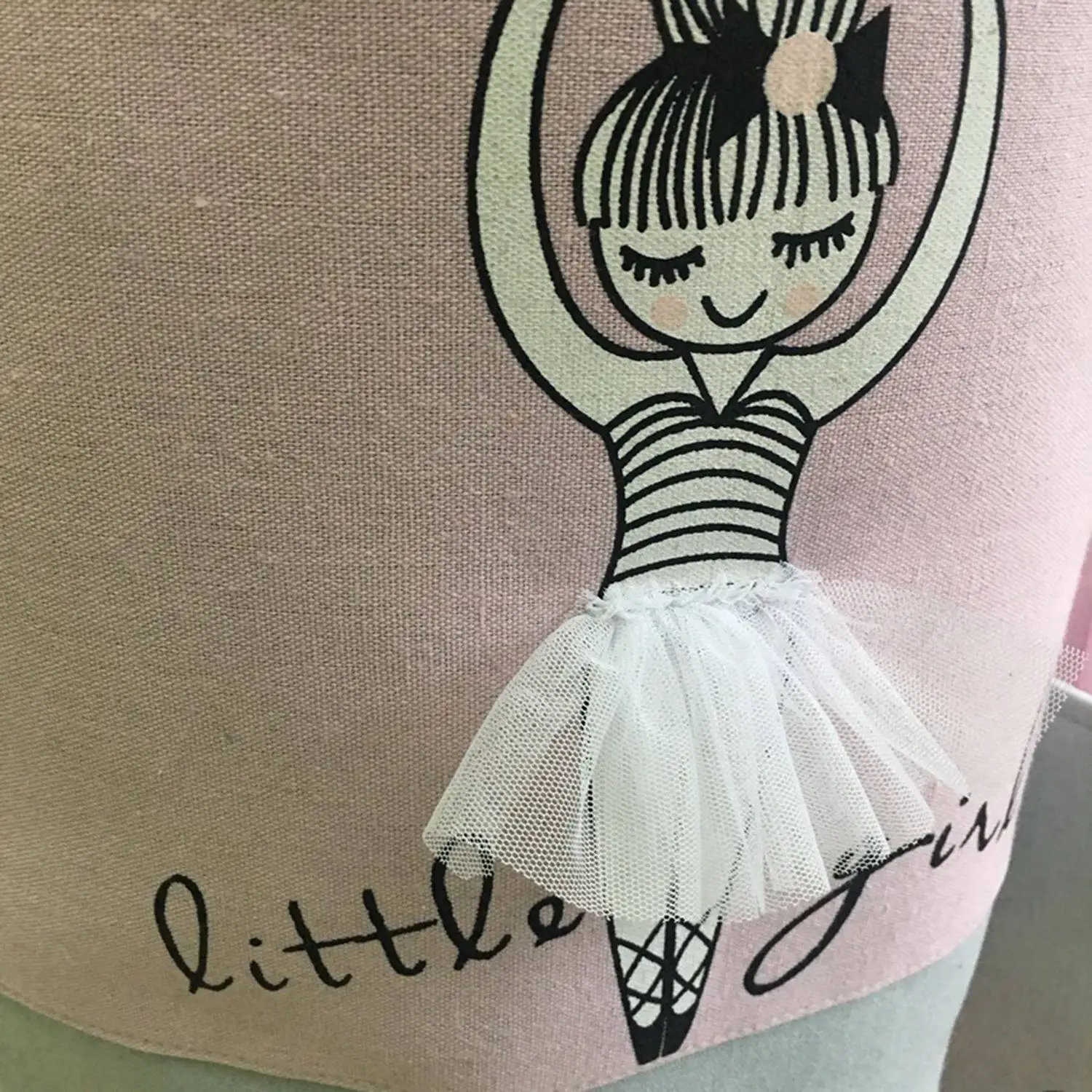 35*40cm Pink Laundry Basket for Dirty Clothes Cotton Ballet Girl Bow Print Toys Organizer Home Storage& Organization