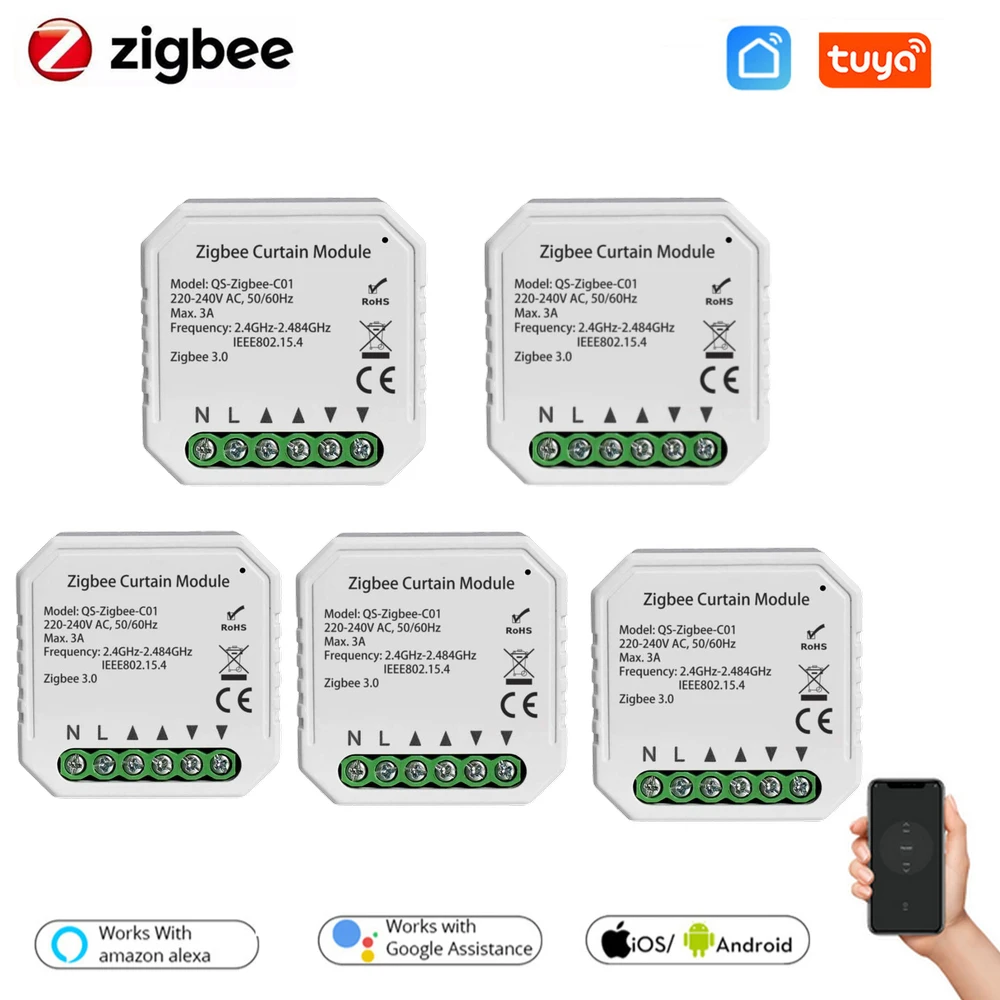 Módulo de interruptor para persiana enrollable Tuya ZigBee 3,0, módulo de Control de persianas motorizadas para Alexa, Google, Control de la aplicación en casa, herramienta DIY