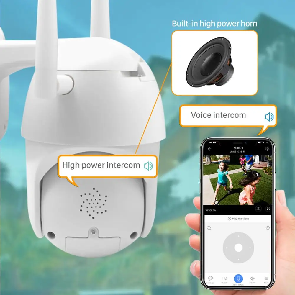 1080P Outdoor PTZ IP Camera Auto Tracking 2MP Cloud Home Security Wifi Camera 4X Digital Zoom Speed Dome Camera with Siren Light