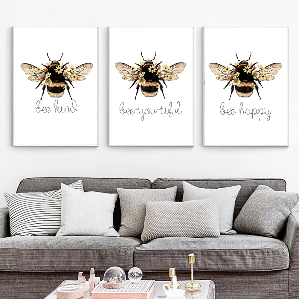 bee happy honey bee wall art