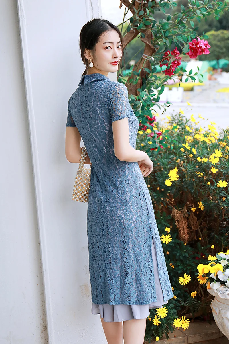 Кружевное Ципао, Современные платья Aodai для девочек в азиатском стиле