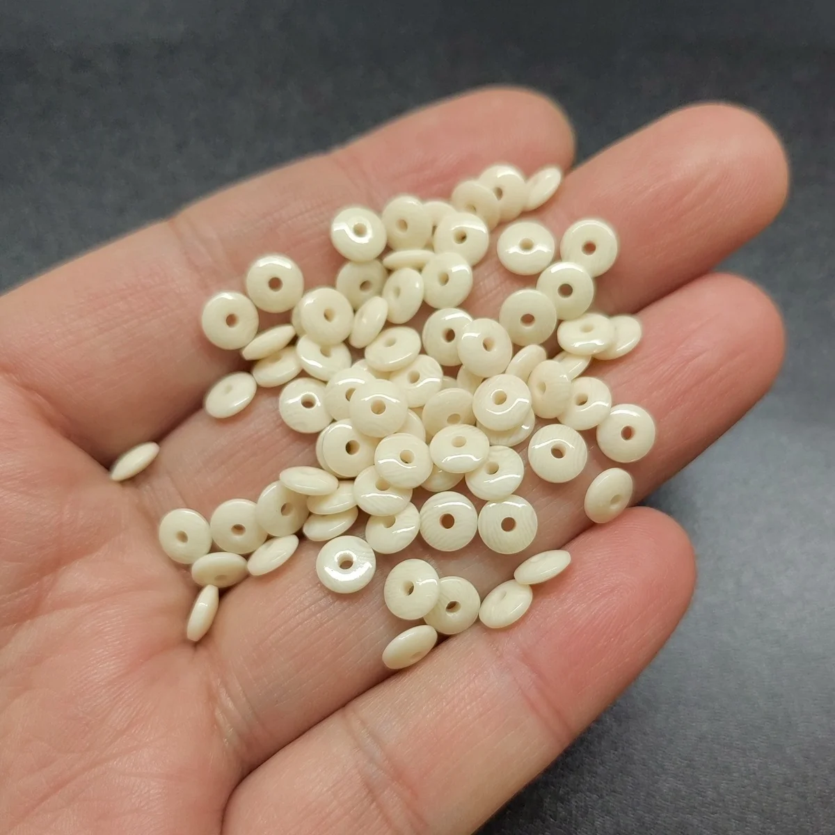 12 VINTAGE ALOE GREEN ACRYLIC 10x26mm. ROUND SMOOTH DISC SPACER BEADS