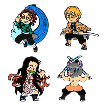 

Demon Slayer Metal Badge Boys and Girls Lapel Hat/bag Enamel Pins Denim Jacket Oil Drop Brooches DD18