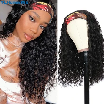

Water Wave Headband Wig Human Hair Wigs 150 Density Water Wave Wigs Brazilian Full Machine Made Headband Wigs For Black Women