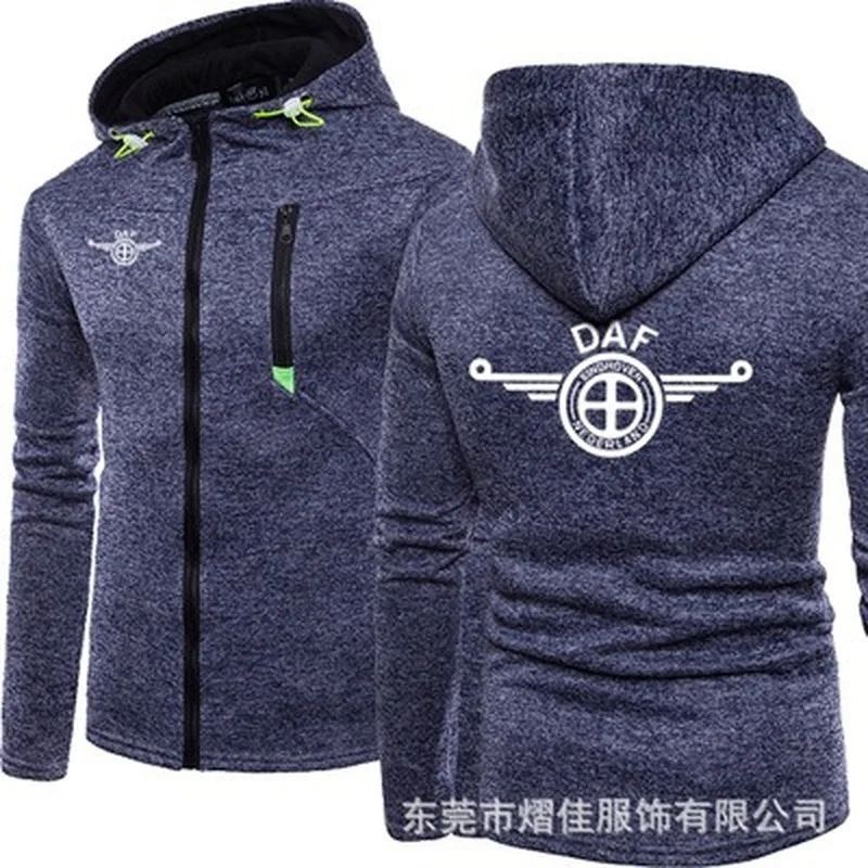 New fashion spring autumn men's DAF car logo sweatershirt long-sleeved hooded casual lapel printed pullover | Мужская одежда