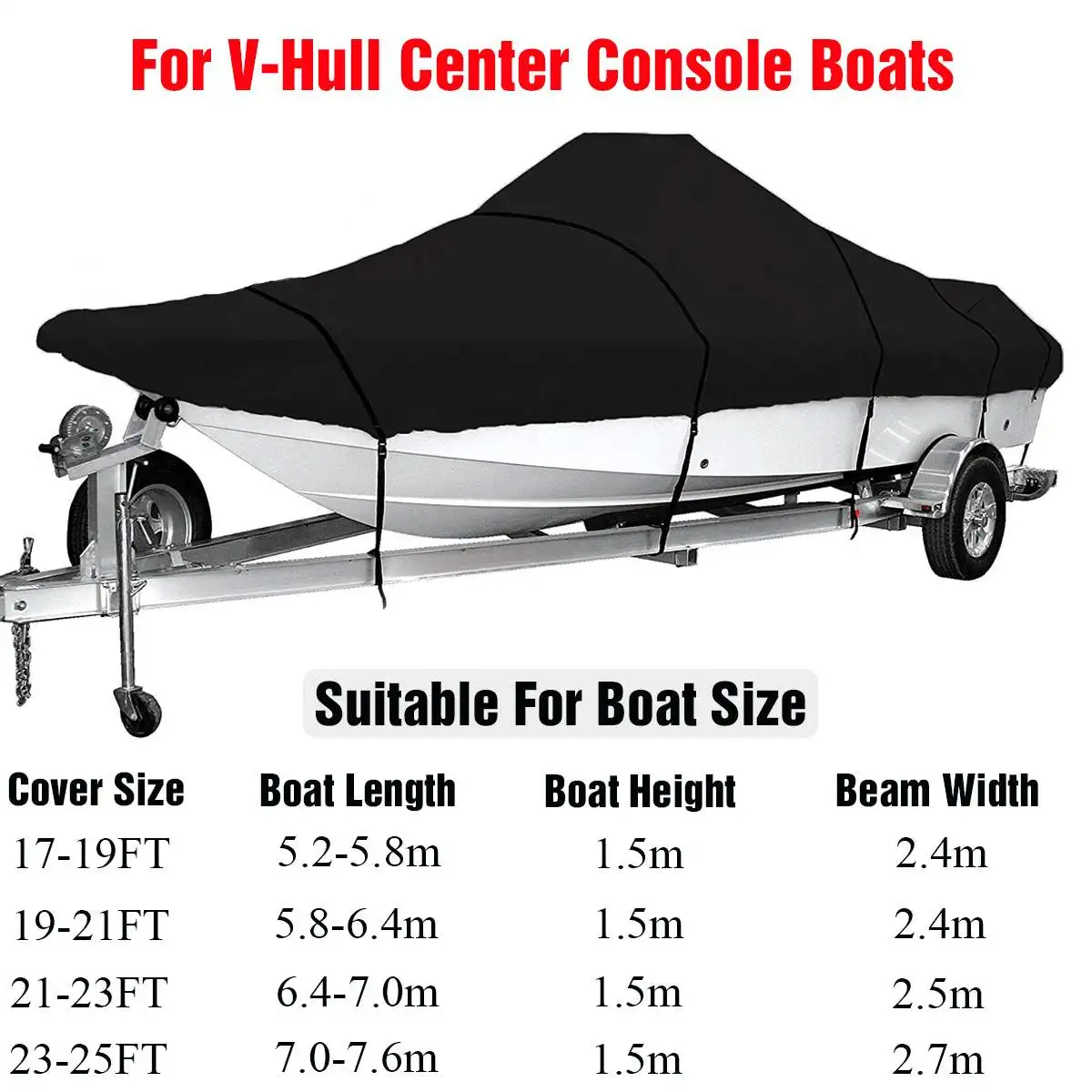17-25FT морской класс 210D Trailerable Крышка для лодки водонепроницаемый рыбий лыжный v-корпус Солнцезащитный УФ-защитный чехол для лодки швартовки
