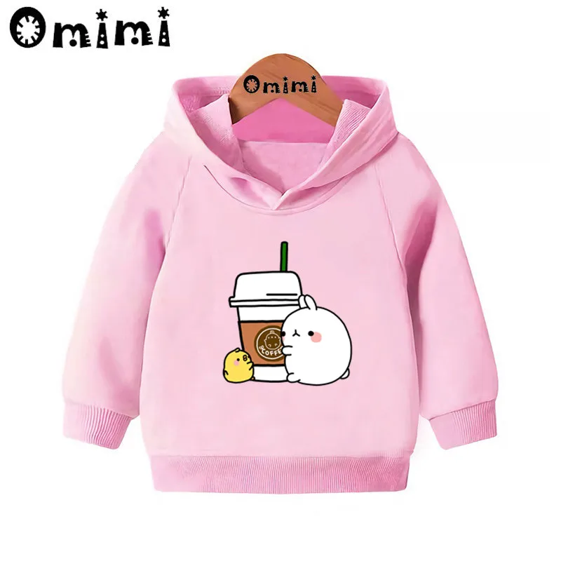 Molang and Piupiu/милые толстовки с героями мультфильмов; детские толстовки с капюшоном; крутой пуловер для малышей; топы для девочек и мальчиков; осенняя одежда; KMT5217