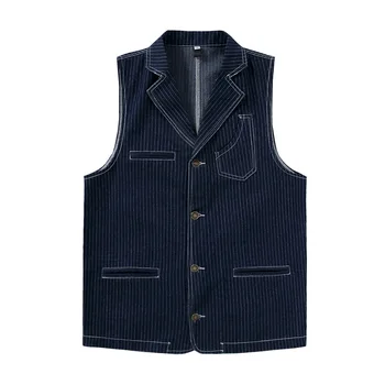 

MIAMOOM Men Casual Waistcoat Sleeveless Striped Vest for Men In Spring