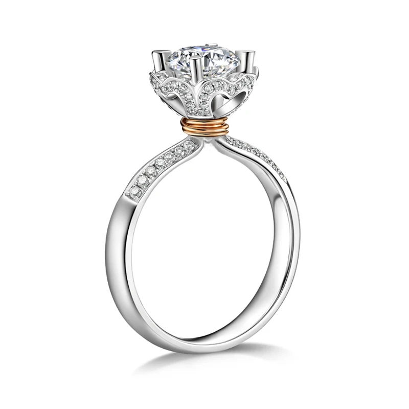 14K Золотое кольцо 1ct D Цвет VVS Moissanite кольцо обручальное кольцо с национальным сертификатом 002