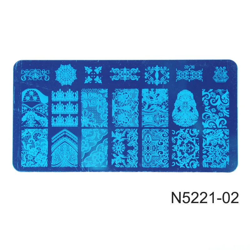 N5221-02 Резиновый Штамп для штамповки ногтей пластины Stamper скребок с шапкой шаблон все для маникюра Топ гелевый штамп для дизайна ногтей - Цвет: N5221-02