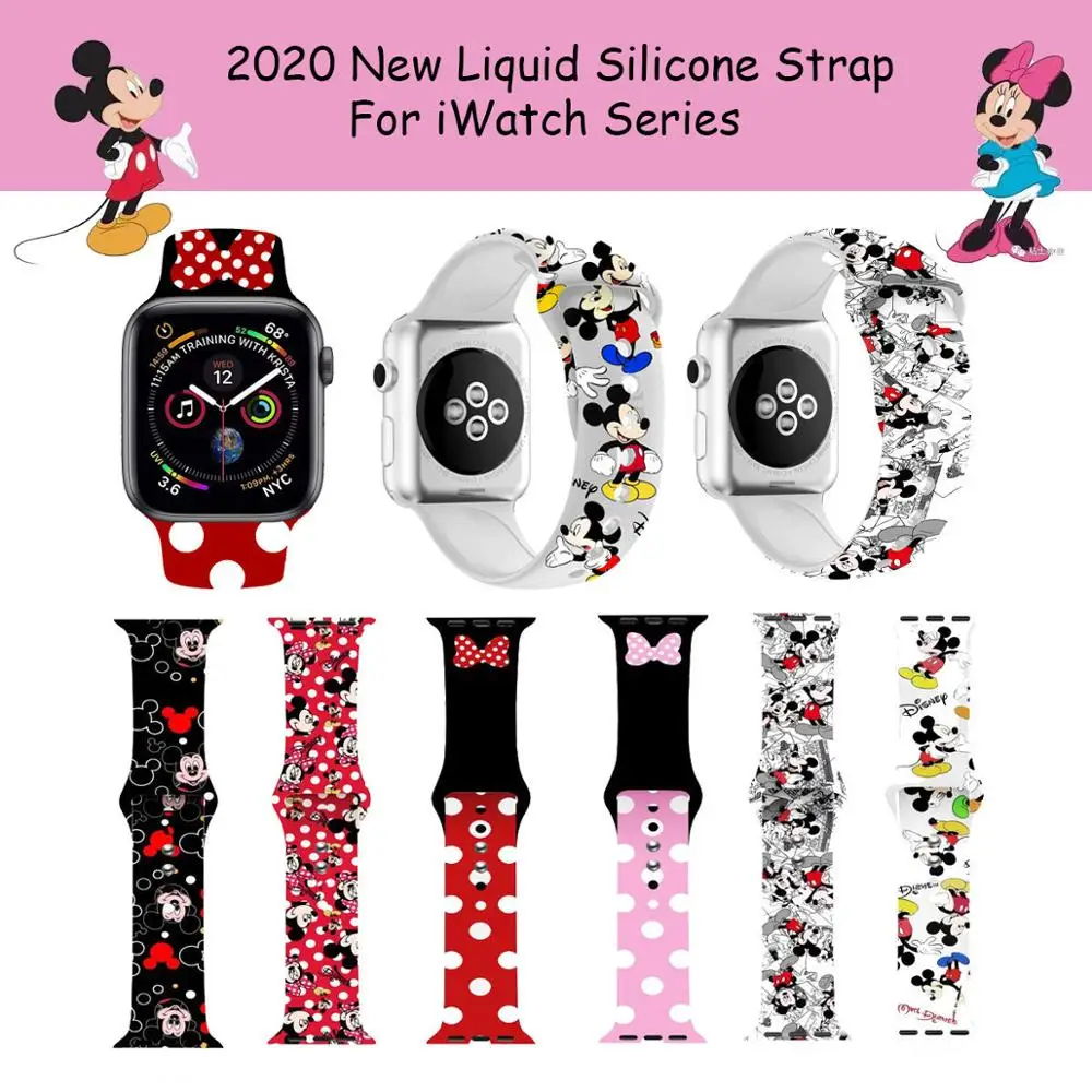 Disney Cute Mickey Minnie Watch Strap for iWatch 4 5 Silicone Wristband Bracelet Replacement 1 2 3 Band | Электроника