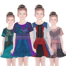 Desney/платье с объемным принтом «Потомки» для девочек 1, 2, 3 лет, Uma, Evie, Одри, летняя повседневная одежда, платья принцессы Эльзы, Рапунцель